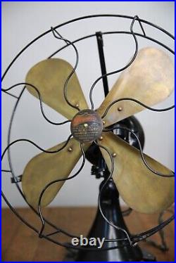 Antique Peerless Front Oscillating Electric Fan Motor 16 brass blade industrial