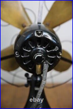 Antique Peerless Front Oscillating Electric Fan Motor 16 brass blade industrial