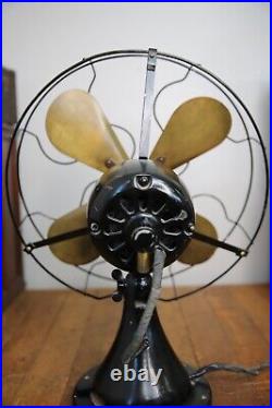 Antique Peerless Front Oscillating Electric Fan Motor 16 brass blade industrial