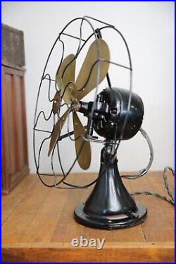 Antique Peerless Front Oscillating Electric Motor Fan 16 brass blade industrial