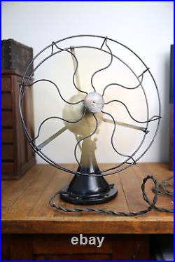 Antique Peerless Front Oscillating Electric Motor Fan 16 brass blade industrial