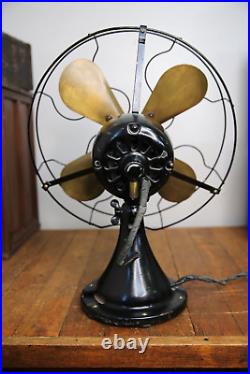 Antique Peerless Front Oscillating Electric Motor Fan 16 brass blade industrial