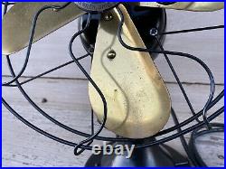 Antique Peerless Oscillating Fan 12 Brass Blade 3Spd Works Great Type No 230626