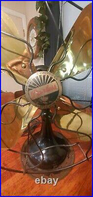 Antique Peerless Oscillating Fan 16 Brass Blade 3 Speed Untested
