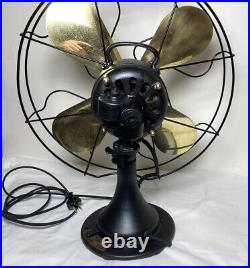 Antique Peerless Type 460826 Brass Bladed Oscillating Vintage Fan Works! Scarce