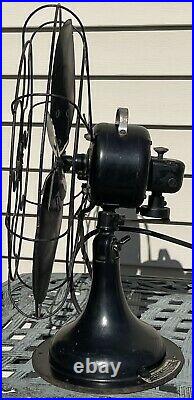 Antique R&M Electric Fan 4 Blades Cage Robbins & Myers Oscillating Tested Works