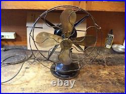 Antique R&M Electric Fan 4 Brass Blades Robbins & Myers Oscillating WORKING