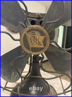 Antique ROBBINS & MYERS 12 3 Speed Oscillating ELECTRIC FAN 4602