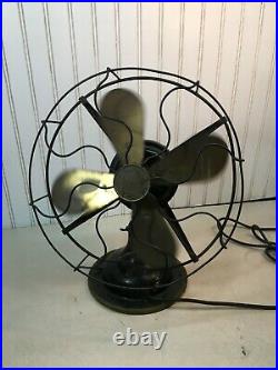 Antique ROBBINS MYERS 2110 12 Brass Blade/Cage 3 Speed Electric Fan WORKS