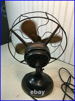 Antique ROBBINS MYERS 2110 12 Brass Blade/Cage 3 Speed Electric Fan WORKS