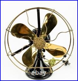 Antique ROBBINS MYERS 2110 12 Brass BladeWire Cage 3 Speed Electric Fan WORKS