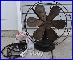 Antique ROBBINS & MYERS No. 2104 Alternating Current 6 Blade Brass Fan