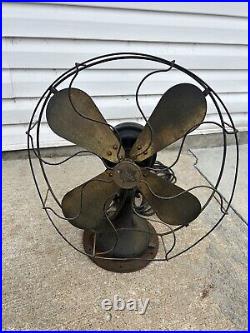 Antique Robbin's & Myers's Model 3854 Brass 4 Blade Fan 16