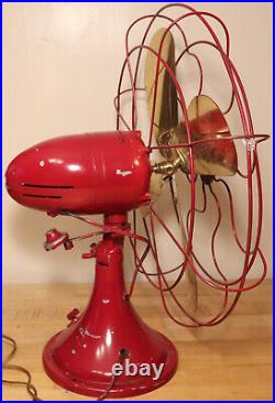 Antique Robbins Meyers 16 Brass bladed red fan runs but oscillator broken