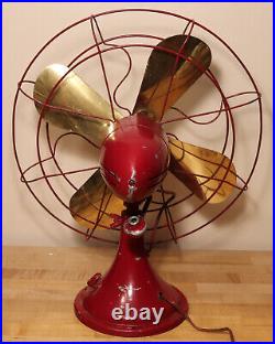 Antique Robbins Meyers 16 Brass bladed red fan runs but oscillator broken