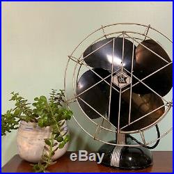 (Antique!) Robbins & Myers 1937 12 3-Speed Oscillating Tabletop Fan 1504A USA