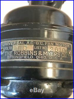 Antique Robbins & Myers #2610 Brass Blade Fan 3 SPEED OSCILLATING