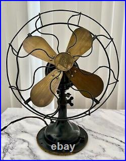 Antique Robbins & Myers 3 Speed, 4 Brass Blades Electric Fan 3804, Made USA