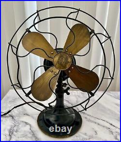 Antique Robbins & Myers 3 Speed, 4 Brass Blades Electric Fan 3804, Made USA