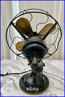 Antique Robbins & Myers 3 Speed, 4 Brass Blades Electric Fan 3804, Made USA