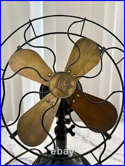 Antique Robbins & Myers 3 Speed, 4 Brass Blades Electric Fan 3804, Made USA