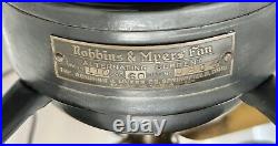 Antique Robbins & Myers 3 Speed, 4 Brass Blades Electric Fan 3804, Made USA