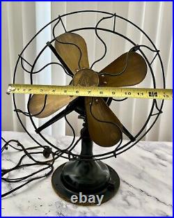 Antique Robbins & Myers 3 Speed, 4 Brass Blades Electric Fan 3804, Made USA