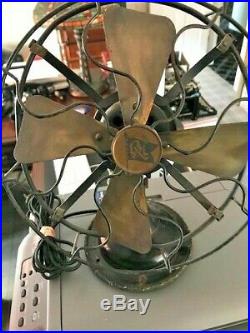 Antique Robbins Myers 3 speed Oscillating Brass Blade Fan