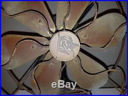 Antique Robbins Myers 6 Brass Blade Fan List No. 2104 Works Vtg 3 Speed HTF Rare