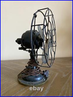Antique Robbins & Myers Brass Oscillating Fan 3600 Works 3 Speed