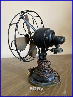 Antique Robbins & Myers Brass Oscillating Fan 3600 Works 3 Speed