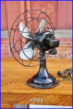 Antique Robbins Myers Electric Motor 12 Metal Blade Fan 3 SPEED Oscillating Vtg