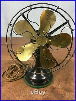 Antique Robbins & Myers Ohio Electric Rare 10 5 Brass Blade Desk Fan 3 Speed