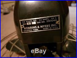Antique Robbins & Myers Stand Fan adjustable height WORKS