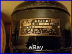 Antique Robbins & Myers gearback tank oscillating fan 11530