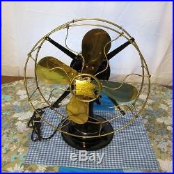 Antique VTG Restored 1915 Robbins & Myers R & M Model 2404 Brass Electric Fan