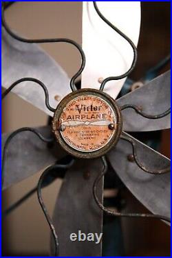 Antique Victor Airplane Fan Electric Desk Fan 12 Aluminum blades parts repair