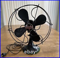 Antique Victor Electric 12 Fan, 1 Speed Oscillating Iron/Steel Cage/Base