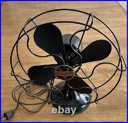 Antique Victor Electric 12 Fan, 1 Speed Oscillating Iron/Steel Cage/Base