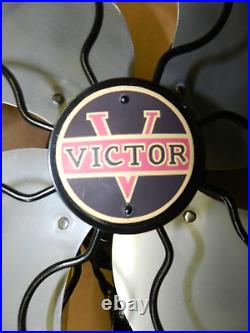 Antique Victor Restored Electric 12 Fan, 2 Speed Oscillating Steel Cage/Base