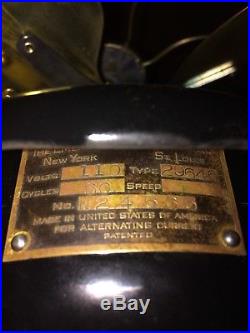 Antique Vintage 12 Emerson Fan Brass Blades Cage Deco RESTORED Works Great