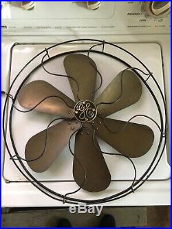 Antique Vintage 16 6 Blade Brass Electric Fan Blade And Cover And Brackets