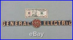 Antique Vintage 18 Inches Brass General Electric Ge Rare Sign Plaque Name Plate