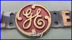 Antique Vintage 18 Inches Brass General Electric Ge Rare Sign Plaque Name Plate