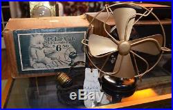 Antique Vintage 1920s Polar Cub Electric Fan With Orignal Box and Tag Runs