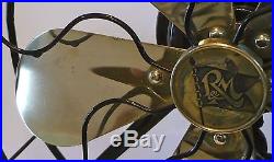 Antique Vintage 2610 Robbins Myers Brass 5 Blade Fan 10 Cage for repair Nice