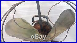 Antique Vintage 4 Brass Blade General Electric GE Pancake Fan Works! 17'' cage