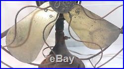 Antique Vintage 4 Brass Blade General Electric GE Pancake Fan Works! 17'' cage