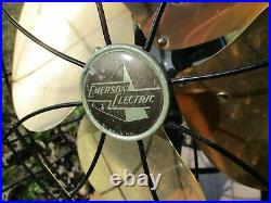 Antique Vintage Electric RESTORED Emerson Oscillating 6250-H Jubilee Brass Fan
