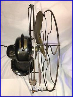 Antique Vintage Emerson Brass Blade 3 Speed Oscillating Fan 16 Type 29648 Works
